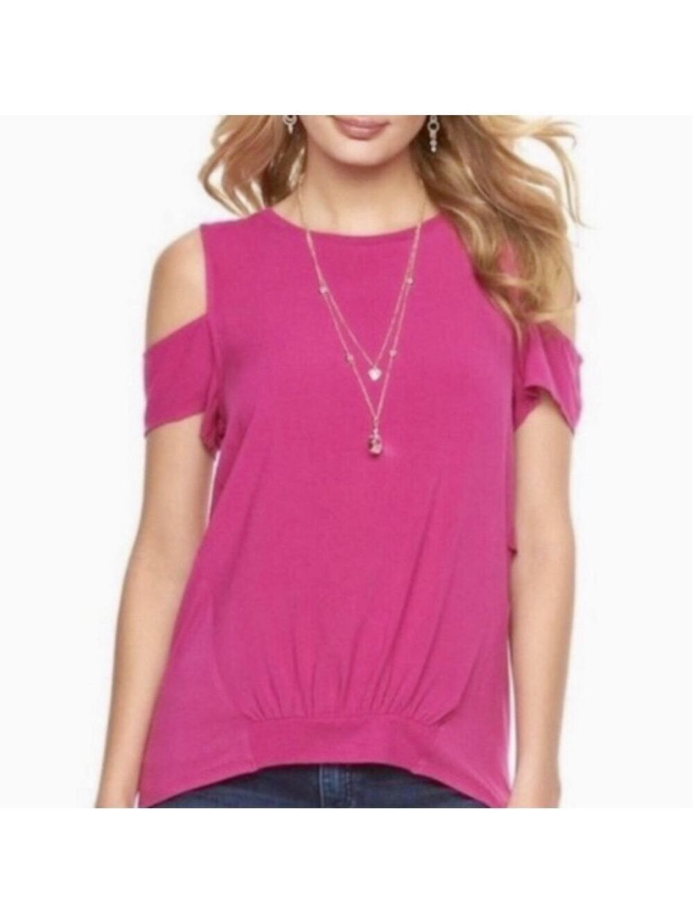 Juicy Couture Hot Pink Open Cold Shoulder Layer Top